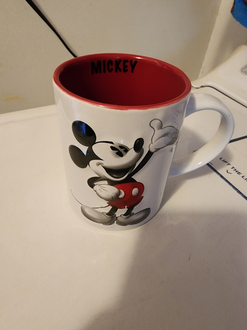 Disney Red Interior White Mickey Mouse Ceramic Coffee Mug